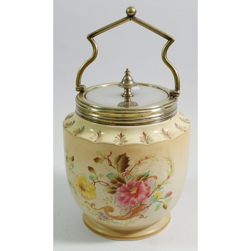 13 - A Carlton Ware Edwardian biscuit barrel with floral decoration