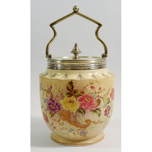 13 - A Carlton Ware Edwardian biscuit barrel with floral decoration