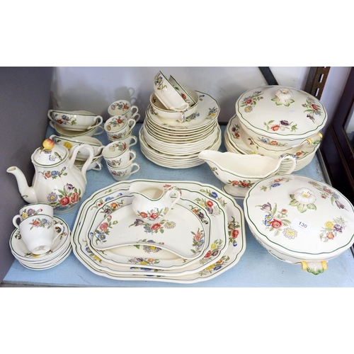 130 - A Copeland Spode 'Spring Time' dinner service comprising: six dinner plates, six breakfast plates, s... 