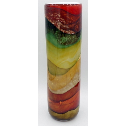 173 - A studio glass tall Trail vase by Pauline Solven, RH357, signed and dated 1979, 25cm tall