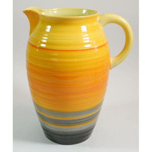 22 - A 1930's Shelley Art Deco Harmony yellow and orange banded large jug, 25cm tall