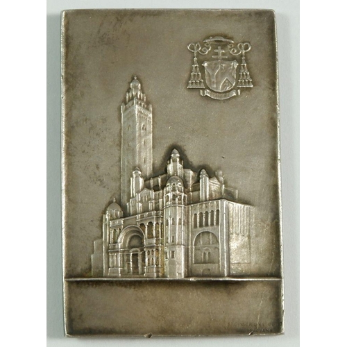 252 - A Bromsgrove Guild of Applied Artists white metal miniature plaque cast Joan of Arc and Westminster ... 