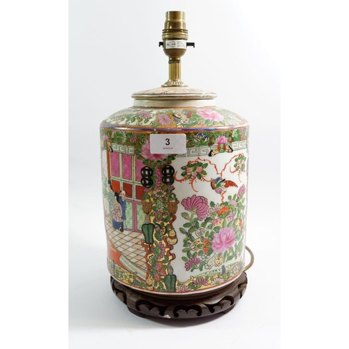 3 - A Chinese large Canton table lamp, 37cm