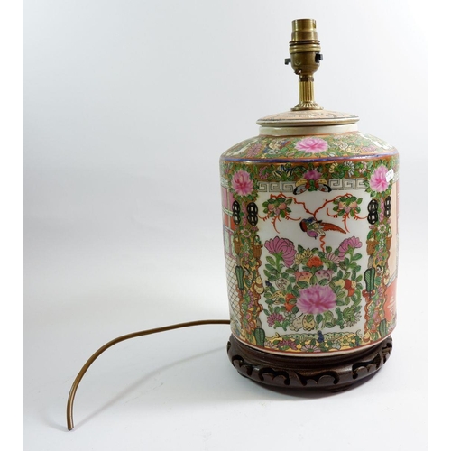 3 - A Chinese large Canton table lamp, 37cm