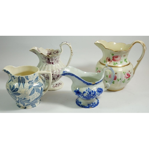 30 - Four various Victorian jugs, including a Ridgeways 'Porcelaine de Francais' jug, and two others a/f