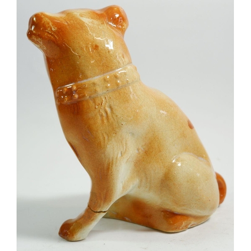 33 - A Victorian Stafforshire pug dog (repaired) 17cm tall