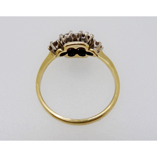 350 - A Victorian 18 carat gold ring set six diamonds, size M