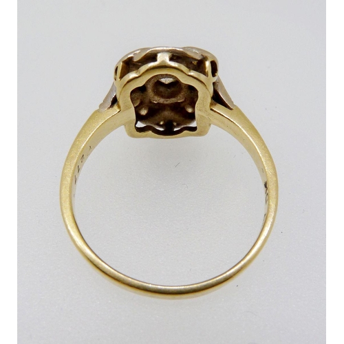 351 - An 18 carat gold Art Deco style ring set panel of diamonds, the table 1.5 x 1cm, size N