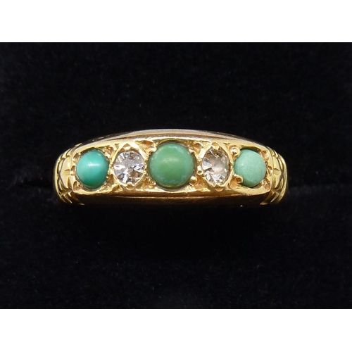 367 - A Victorian 18ct gold diamond and turquoise ring