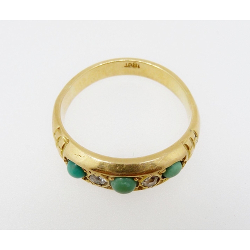 367 - A Victorian 18ct gold diamond and turquoise ring