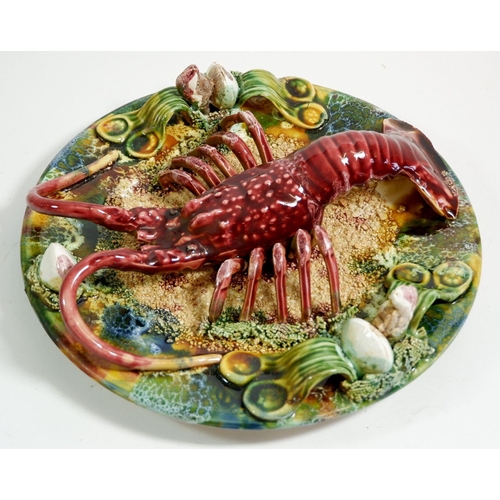 37 - A Majolica lobster plate in style of Palissy, 29cm diameter