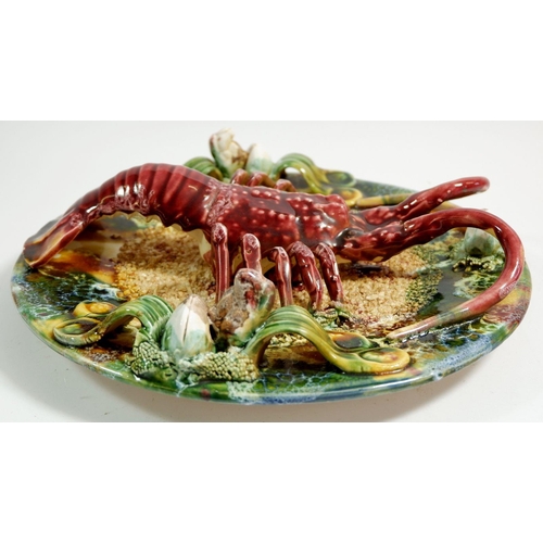 37 - A Majolica lobster plate in style of Palissy, 29cm diameter