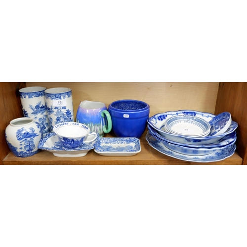 48 - A group of blue and white china and blue pottery items