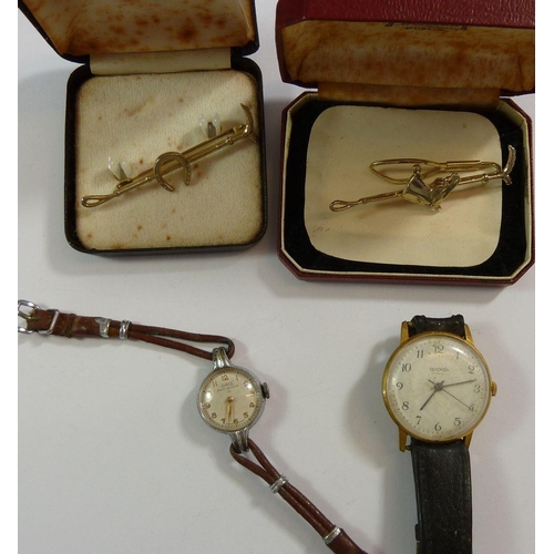 518 - A vintage Sekonda watch, an Oris ladies watch and two stick pins