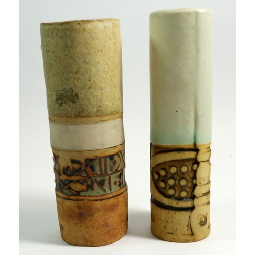 52 - A Bob Dawe cylindrical vase, 19cm tall and a Louis Hudson vase