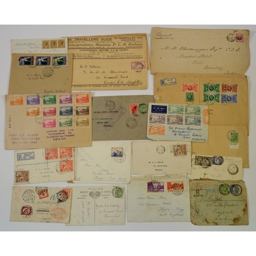 528 - GB/All World: Two boxes of 450+ covers, mainly 1910s to 1960s plus numerous fronts, packets and smal... 