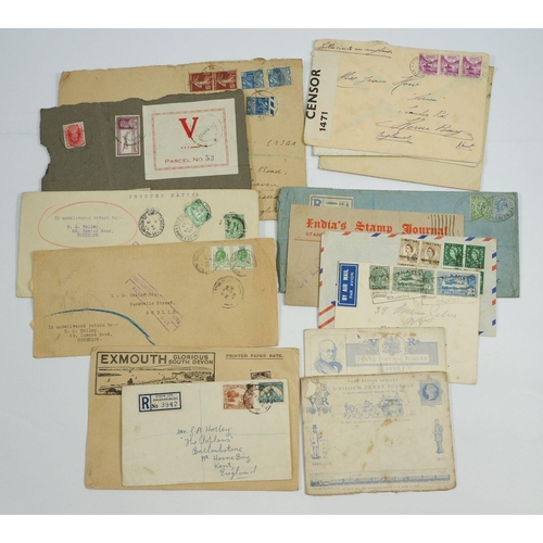 552 - GB/All World: Box of over 400 covers/entires, mainly 1920s to 1960s, plus numerous fronts, packets a... 