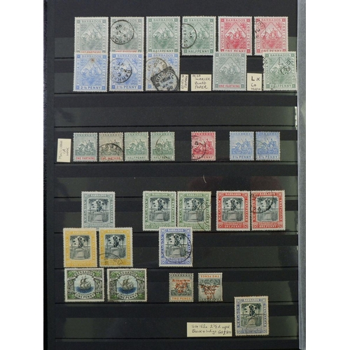 564 - Barbados: QV-QEII mint & used in 16 page black stock-book. Defin, commem, postage due with sets/part... 