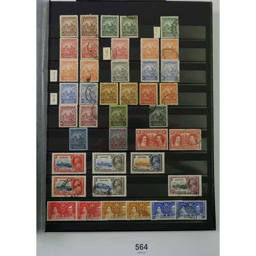 564 - Barbados: QV-QEII mint & used in 16 page black stock-book. Defin, commem, postage due with sets/part... 