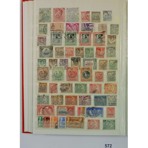 572 - GB & Br Empire/C'wealth: Red 'Prinz' 16 page stock-book full of QV-QEII mint & used defin, commem, p... 