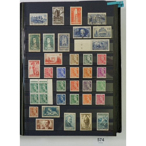 574 - France: Mint & used 1849-1959 collection in stock-book of defin, commem, air, postage due, war orpha... 