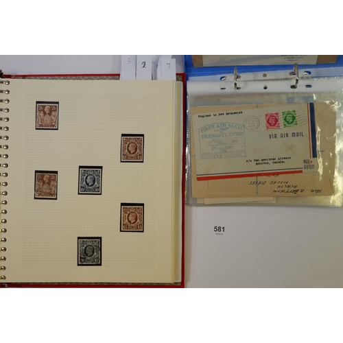 581 - GB: KEVIII to QEII pre-decimal mint & used in red album and stock-book with blue folder of KGVI cove... 