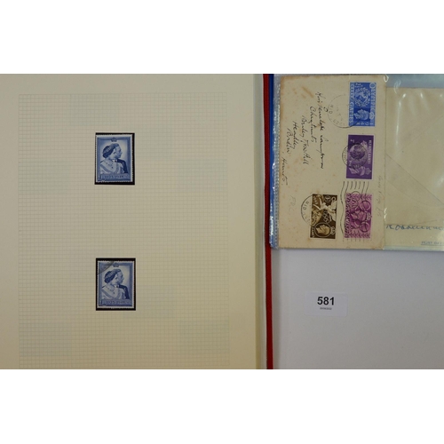 581 - GB: KEVIII to QEII pre-decimal mint & used in red album and stock-book with blue folder of KGVI cove... 