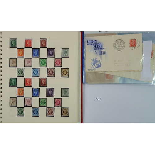 581 - GB: KEVIII to QEII pre-decimal mint & used in red album and stock-book with blue folder of KGVI cove... 