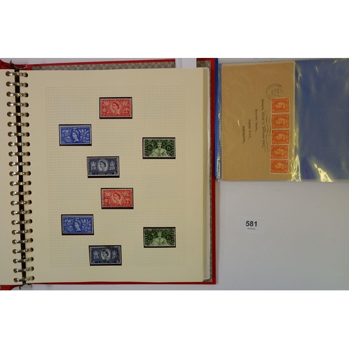 581 - GB: KEVIII to QEII pre-decimal mint & used in red album and stock-book with blue folder of KGVI cove... 