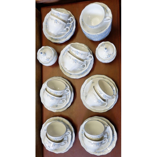 59 - A Bavarian Rose tea service comprising twelve cups and saucers, twelve tea plates and twelve dessert... 