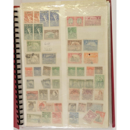 591 - GB, Br Empire & C'wealth: Maroon folder with stock-sheets of mint/used - defin, commem & official. S... 