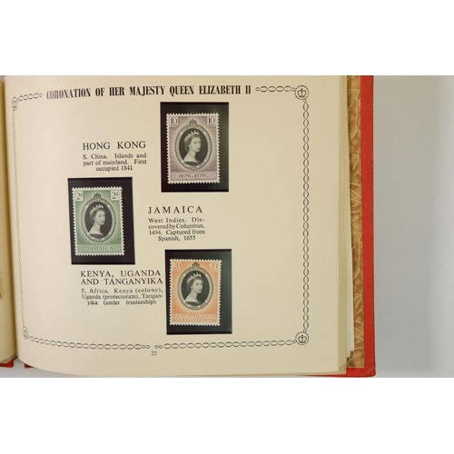 637 - GB & Br C'wealth: Souvenir album of QEII Coronation stamps, 1953, complete with mostly mint issues. ... 