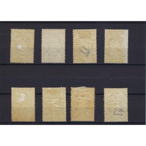 652 - Germany - Bavaria: Mint telegraph stamps (8) of 1870, 10 pfennig to 4 mark values.