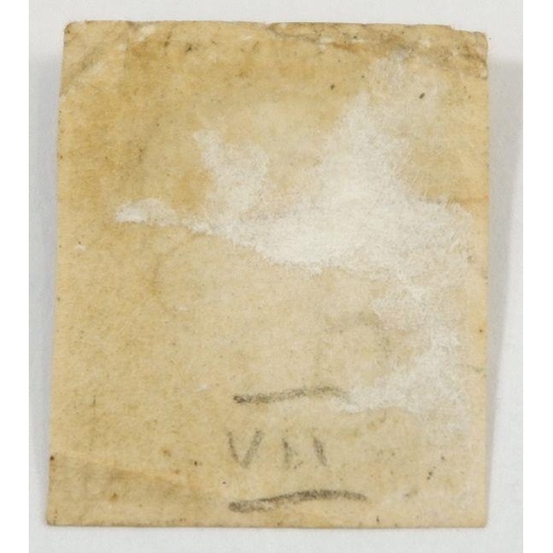 669 - GB: 1d Black 'FA', 4 margin, red MC with 'O'flaw stage II. Although marked VII (Plate 7) on the back... 