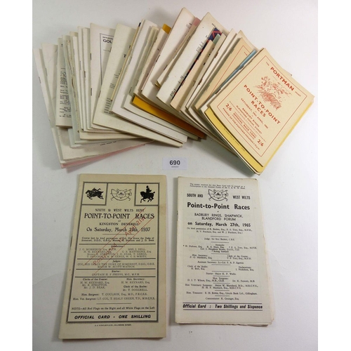 690 - A collection of forty nine Point to Point Steeplechase Racecards, 1937 (one) and 1965 to 1988, South... 