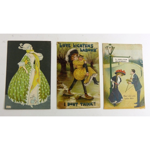 697 - A Mela Koehler postcard of an elegant lady and two other postcards circa 1910