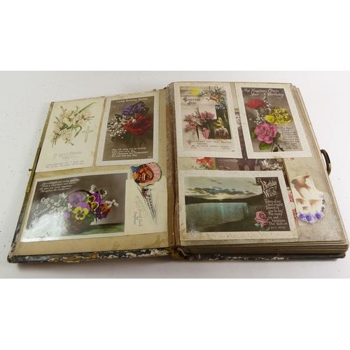 700 - An Edwardian postcard album with wide selection of topographical scenes (approx 400) plus another al... 