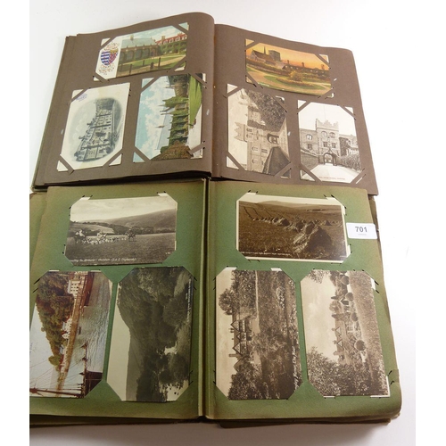 701 - Three various postcard albums and assorted contents including Cambridge (a. 70), one full album of a... 