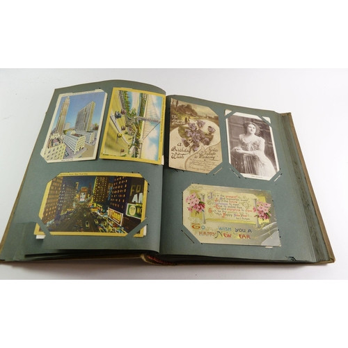 701 - Three various postcard albums and assorted contents including Cambridge (a. 70), one full album of a... 