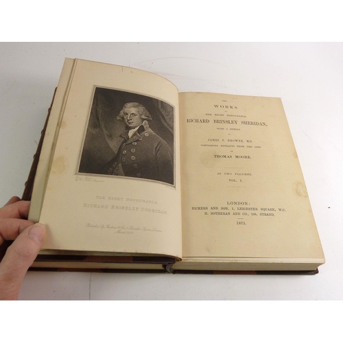 726 - The works of the right honourable Richard Brinsley Sheridan with a memoir by James P Browne, M.D con... 