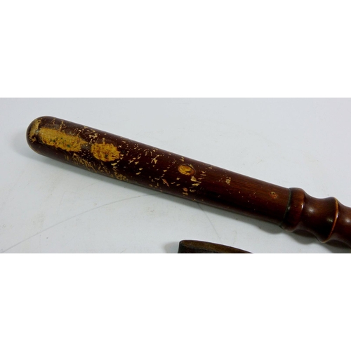 785 - An old police truncheon with leather handle