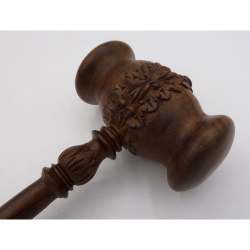 797 - A carved wooden gavel, 21cm