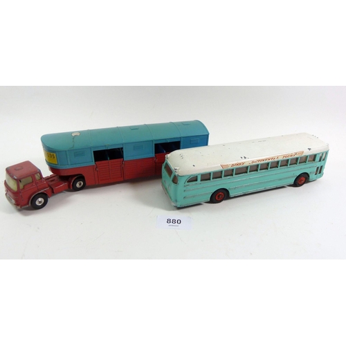 880 - A Dinky Continental Tours bus and a Corgi Major articulated horse box