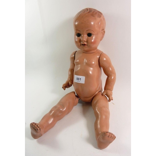 881 - A vintage composition doll with cry