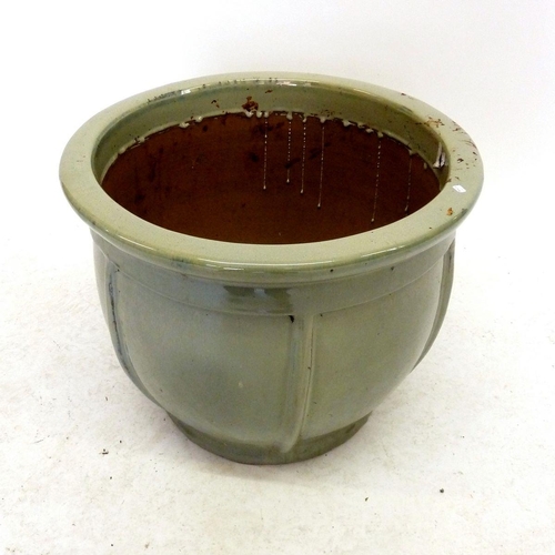 954 - A large green garden pot, 42 x 52cm