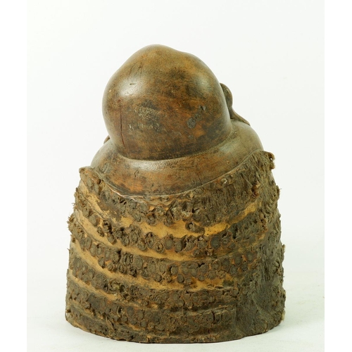 1004 - An early 20th century bamboo root carving of laughing Budha, 18cm tall