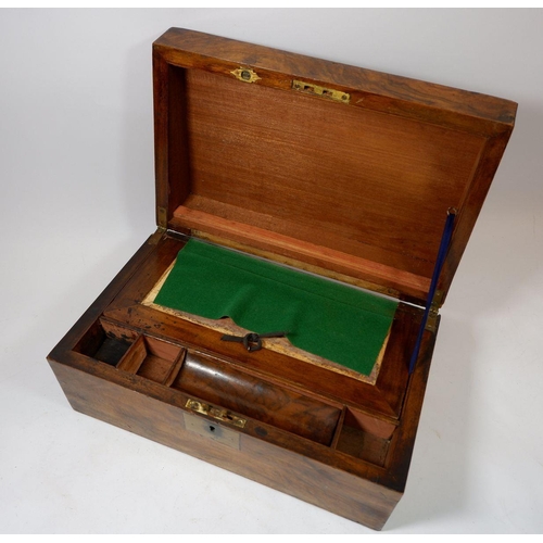 1040 - A Victorian walnut writing slope with fitted interior, 35cm wide