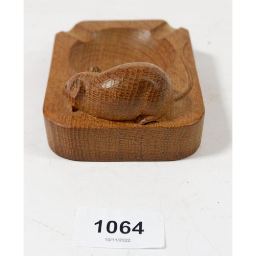 1064 - A Mouseman (Robert Thompson) ashtray, 10 x 8cm