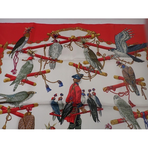 1144 - A Hermes scarf printed birds of prey, boxed