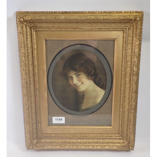 1154 - A vintage print of a young woman - 'Sure You're Joking', in a gilt frame, 19 x 16cm